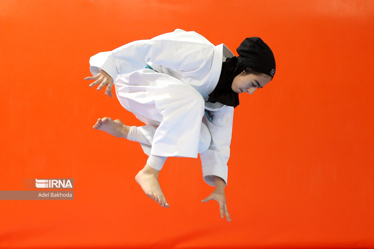 Iranian girls practicing karate